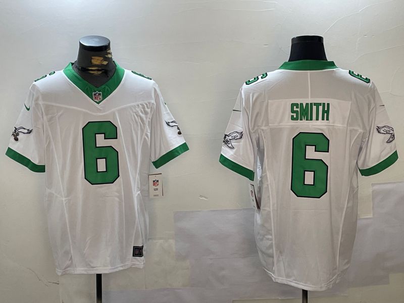 Men Philadelphia Eagles #6 Smith White Three generation 2024 Nike Limited NFL Jersey style 1->philadelphia eagles->NFL Jersey